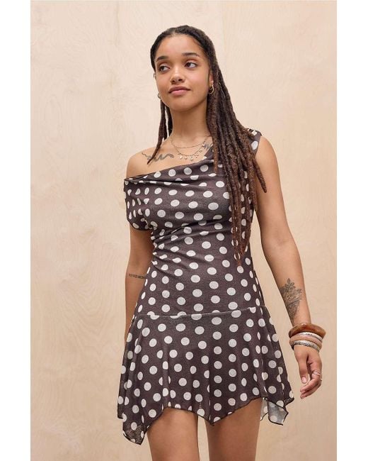 Silence + Noise Brown Silence + Noise Alyssa Backless Mesh Mini Dress