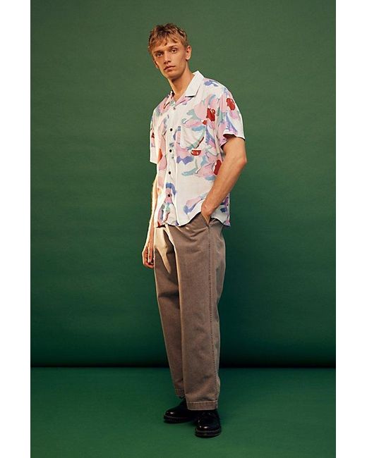 Obey Green Flower Woven Short Sleeve Shirt Top for men