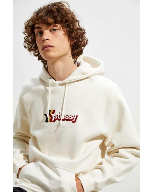 Stussy Natural 3-star Applique Hoodie Sweatshirt for men
