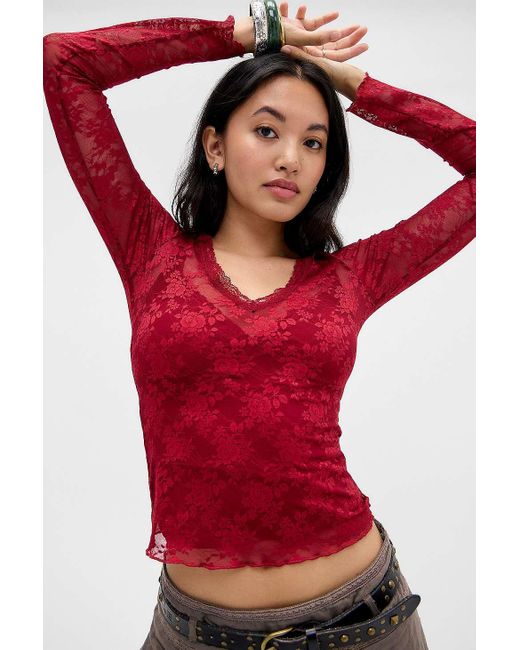 Out From Under Red Lana Lace Mesh Top