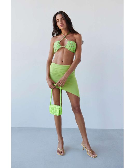 Out From Under Blue Isla Printed Bandeau Bikini Top In Green Ditzy,at Urban Outfitters