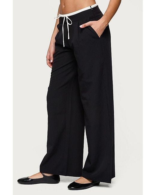Edikted Black Peekaboo Drawstring Pants
