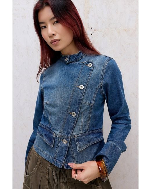BDG Blue Gaia Asymmetric Denim Jacket