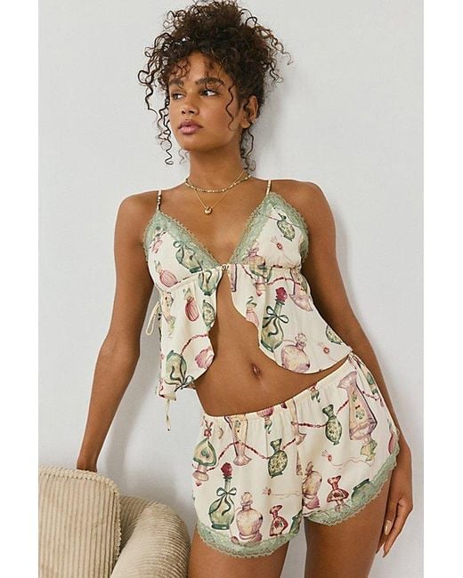 Out From Under Multicolor Lola Satin Flyaway Cami & Micro Short Set