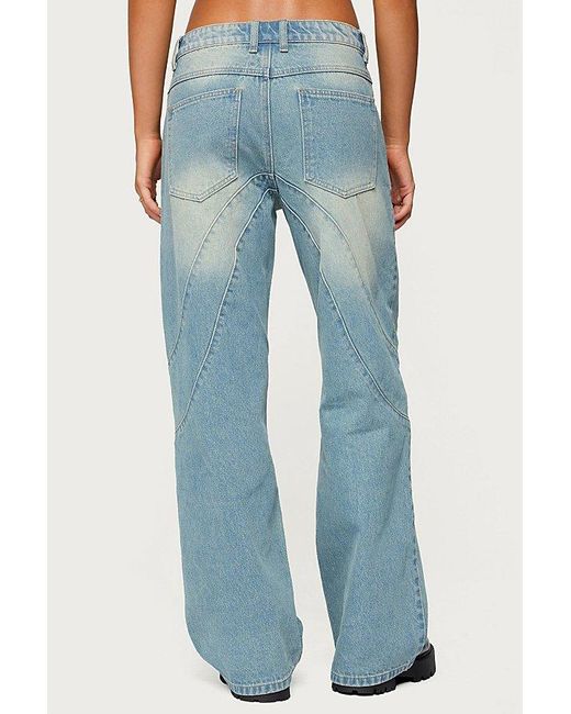 Edikted Blue Kiria Stitched Low Rise Baggy Jeans