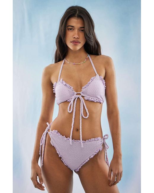 Out From Under Purple Daisy Street Frilly Bikini Top
