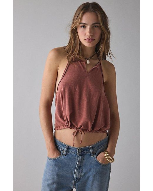 Out From Under Brown Alexa Tie-Front Racerback Tank Top