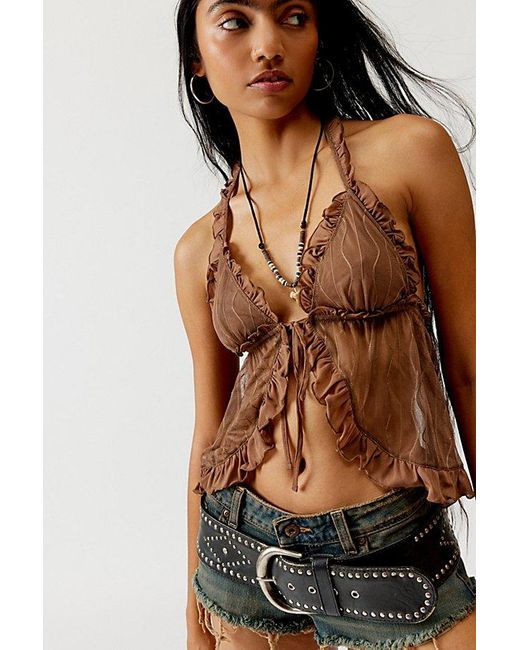 Out From Under Brown Make Waves Babydoll Halter Top