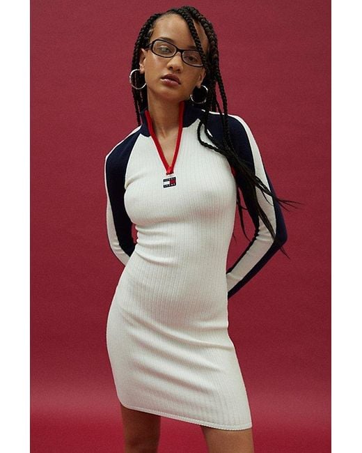 Tommy Hilfiger Tommy Jeans Colorblocked Ribbed Sweater Dress in Red Lyst