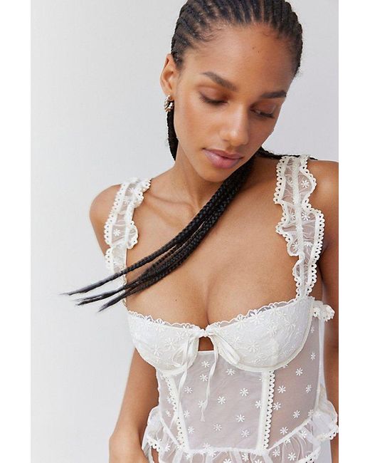 Out From Under White Lazy Daisy Ruffle Corset