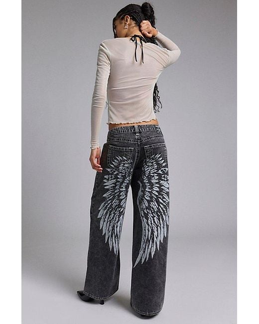 True Religion Jessie Wing Super Baggy Jean in Gray | Lyst
