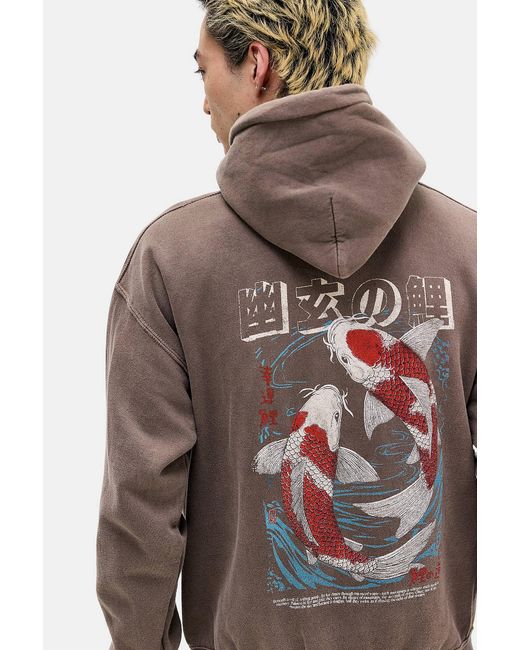Urban Outfitters Uo Brown Asiatic Koi Hoodie for men