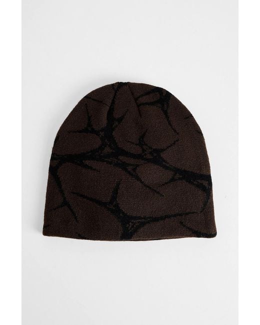 Urban Outfitters Black Uo Thorn Skull Beanie for men
