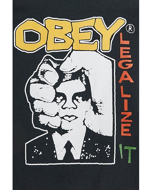 Obey Black Legalize It Tee for men