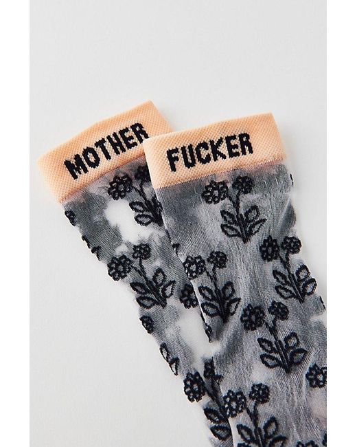 Mother White The Step Up Sheer Floral Sock