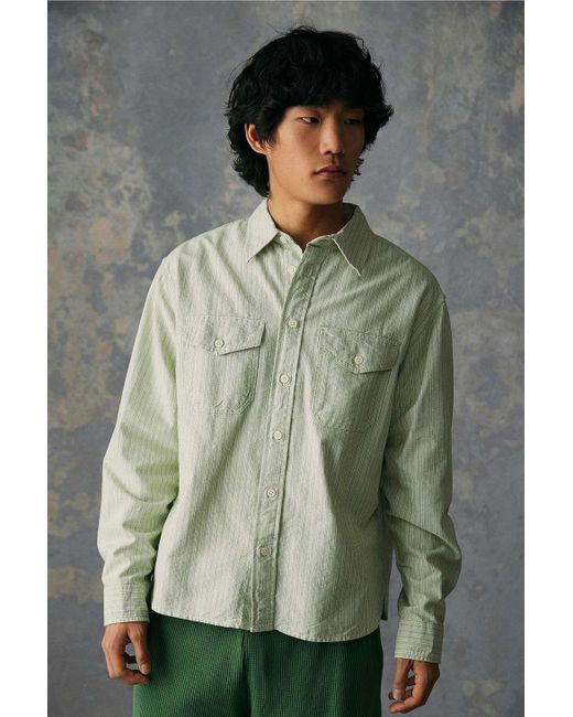 Standard Cloth Green Bradley Oxford Stripe Shirt Top for men