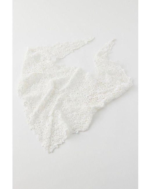 Urban Outfitters White Floral Crochet Headscarf