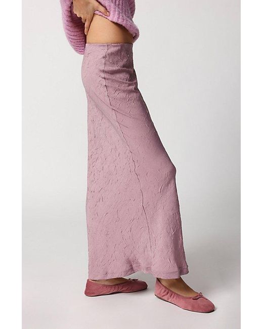 Urban Outfitters Red Uo Winona Crinkle Satin High- Rise Maxi Skirt
