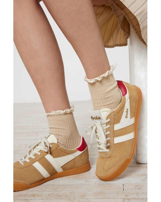 Gola Purple Elan Sneaker In Caramel/off White/deep Red,at Urban Outfitters