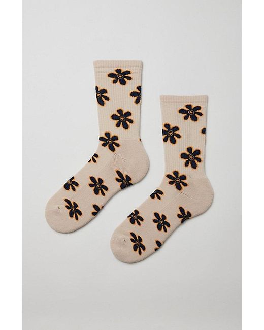 Urban Outfitters Natural Doodle Flower Crew Sock for men