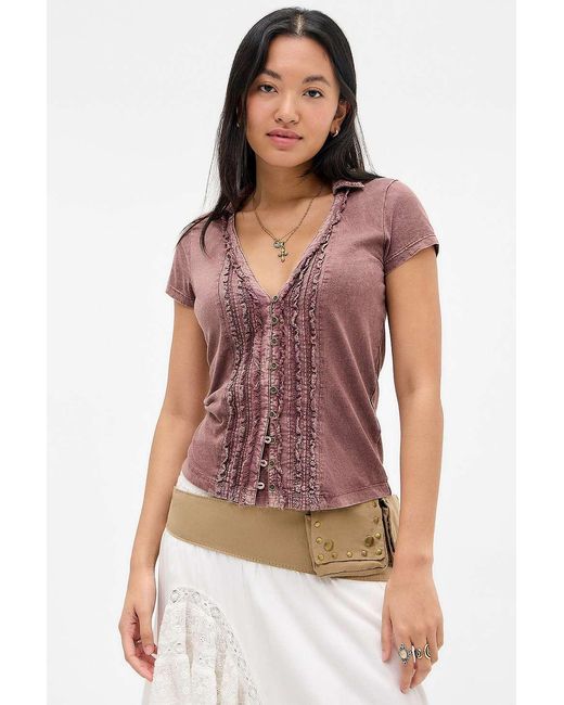 Kimchi Blue Brown Jenny Frill Shirt