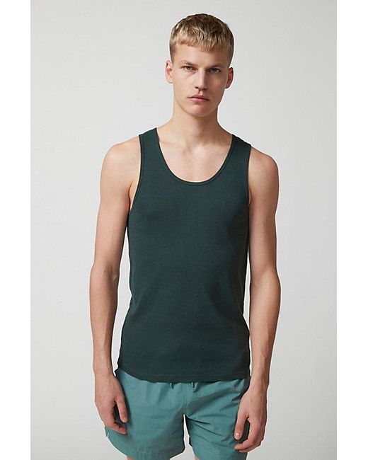 Thrills Green Endless Ribbed Tank Top for men