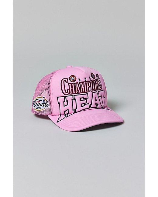 Mitchell & Ness Pink Nba Miami Heat Champs Trucker Hat for men