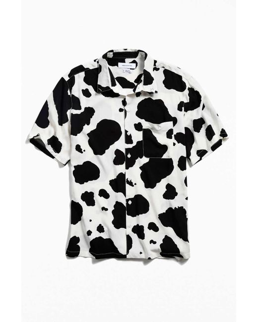 Urban Outfitters Black Uo Cow Print Short Sleeve Button-down Shirt for men