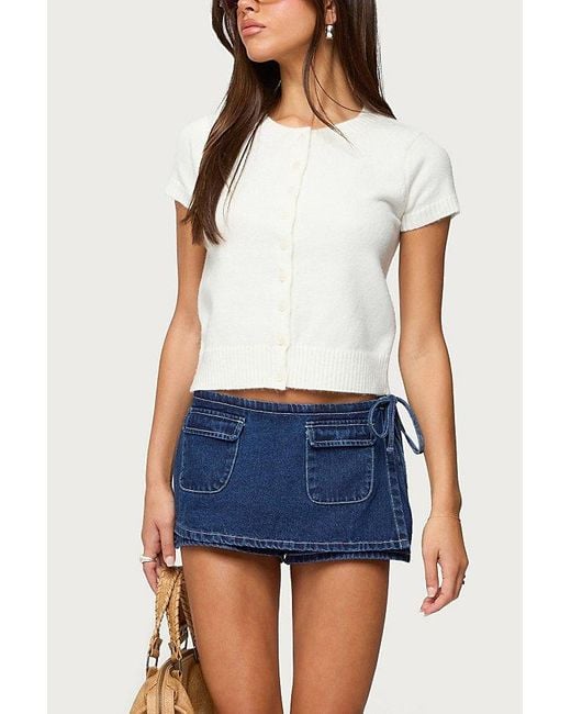 Edikted White Coreen Button Up Knit Cardigan