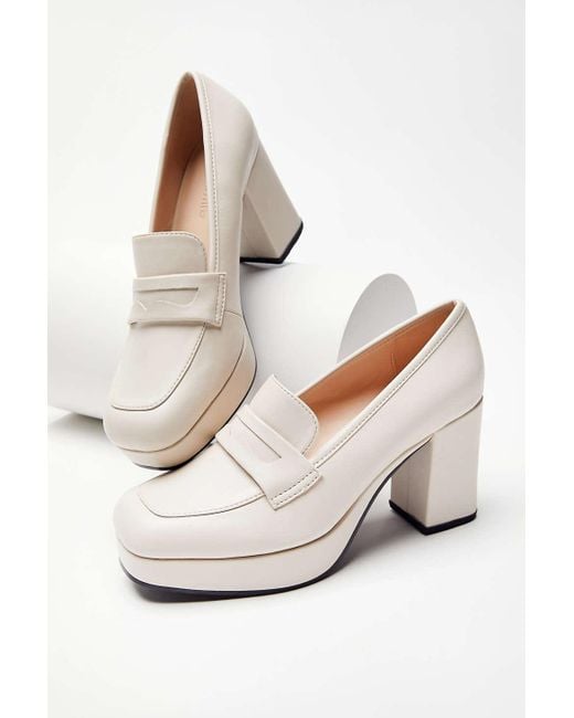 Urban Outfitters White Uo Femme Heeled Loafer