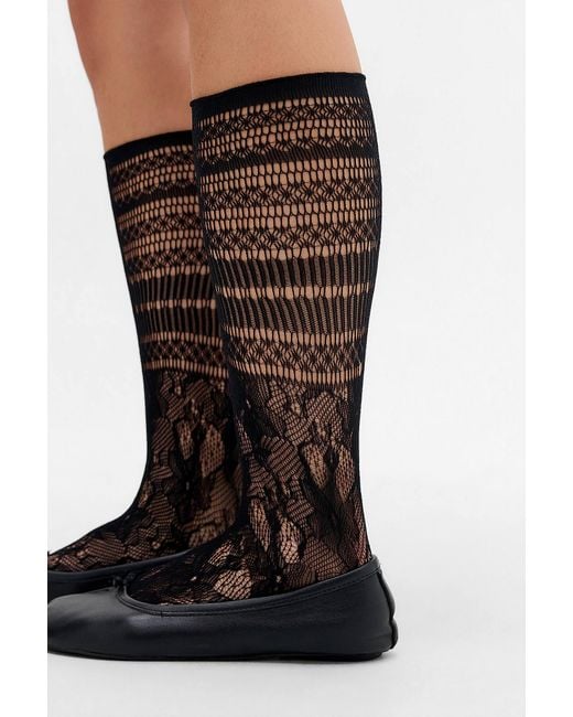 Out From Under Black Tabi Lace Net Socks