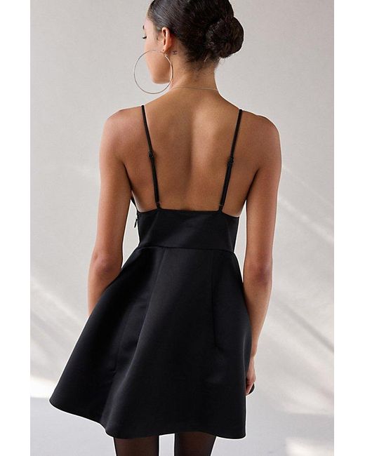 Kimchi Blue Black Petit Fours Fit-And-Flare Satin Mini Dress