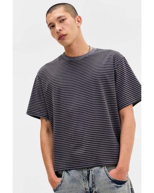 BDG Blue Striped Short Sleeve T-shirt for men