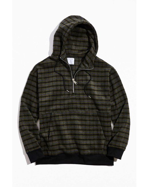 Urban Outfitters Black Uo Houndstooth Half-zip Hoodie Sweatshirt for men