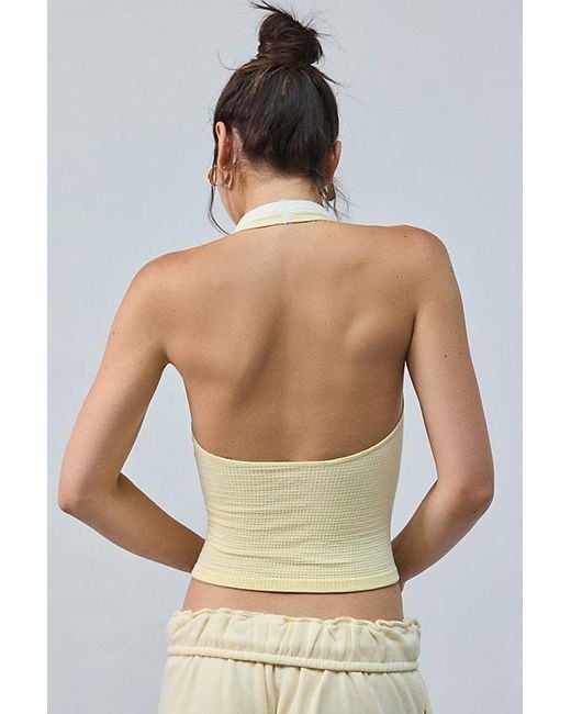 Out From Under Yellow Stassi Seamless Knit Lace-Up Halter Top