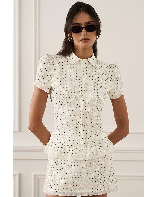 WeWoreWhat Natural Cinched Button Up Top