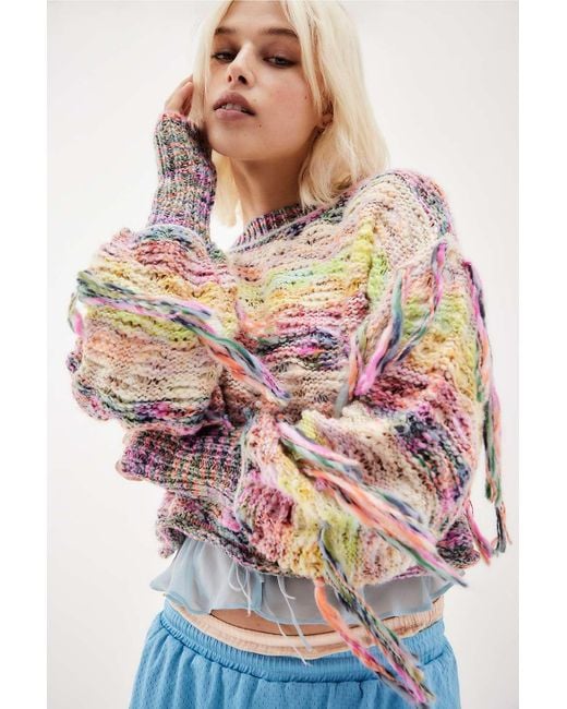 Urban Outfitters Multicolor Uo Space-dye Tassel Jumper S At