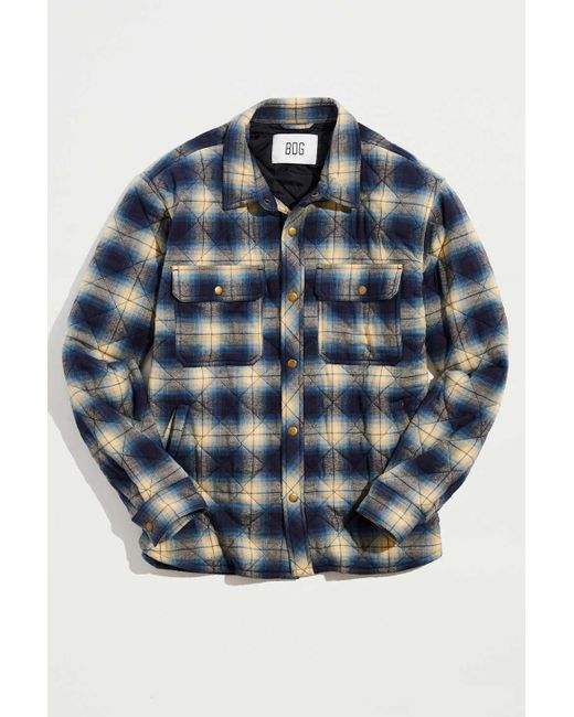 BDG Cotton Brushed Plaid Quilted Shirt 