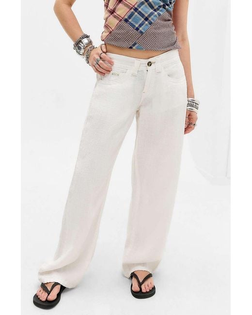BDG White Kayla Linen Trousers