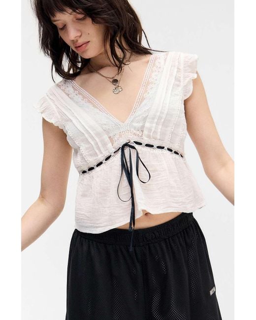Kimchi Blue Gray Ava Flutter Blouse