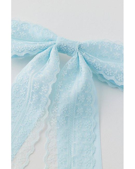 Urban Outfitters Blue Dolly Satin Lace Hair Bow Barrette