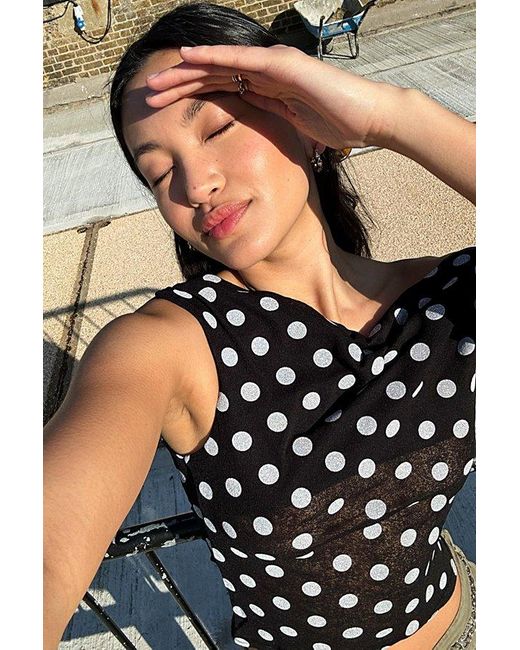 Silence + Noise Natural Fia Spot Mesh Top