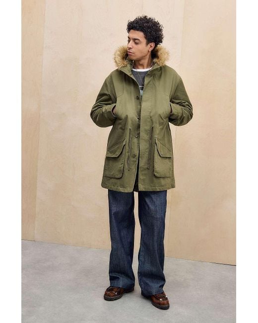 BDG Green Faux Fur Hood Parka Jacket for men