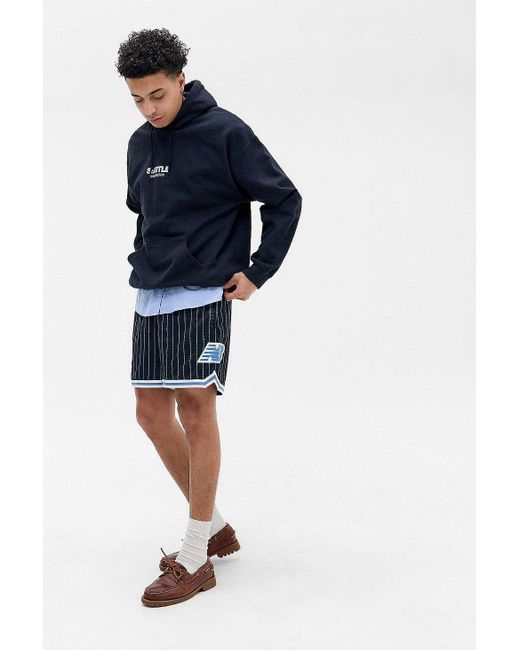 New Balance Blue Black Hoops 7" Mesh Shorts for men