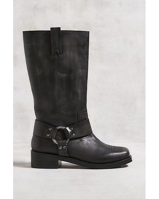 Urban Outfitters Black Uo Leather Motocross Harness Boot