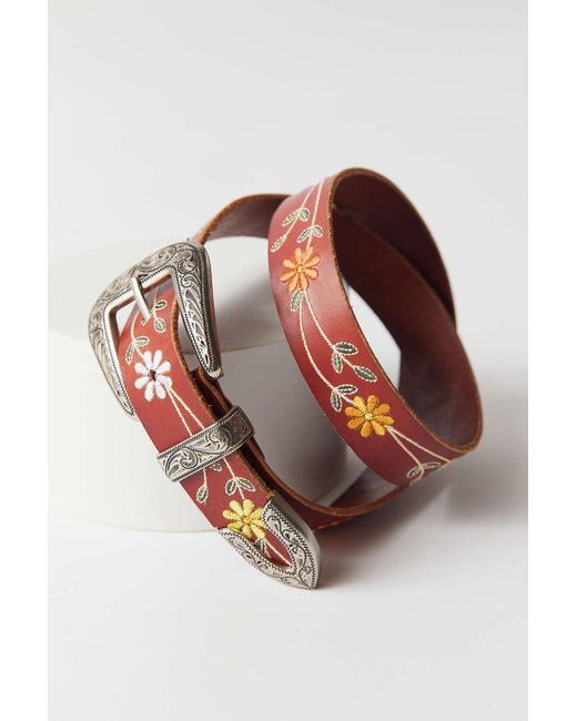Urban Outfitters Brown Embroidered Western Belt
