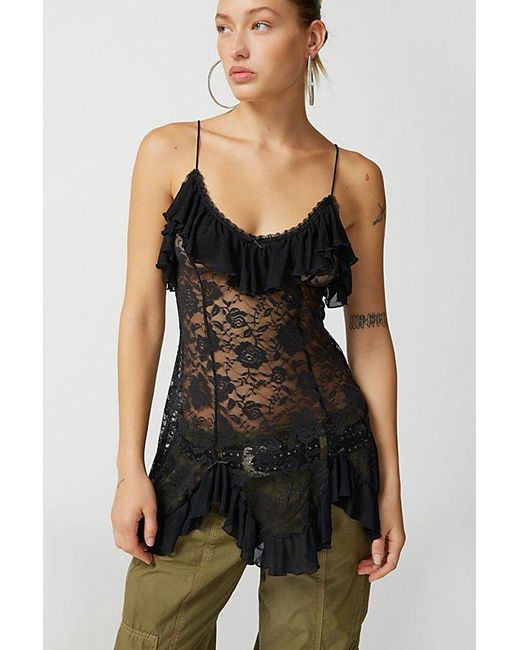 Out From Under Black Rouge Sheer Lace Mini Dress