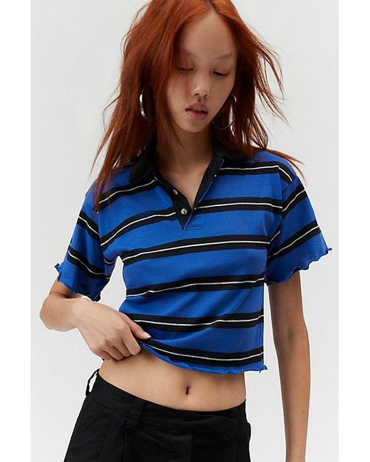 Urban Renewal Blue Remade Lettice Edge Cropped Shirt