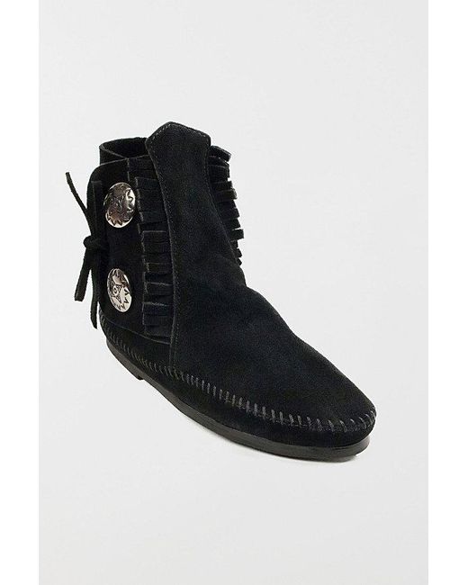 Minnetonka Black Suede Two Button Boot