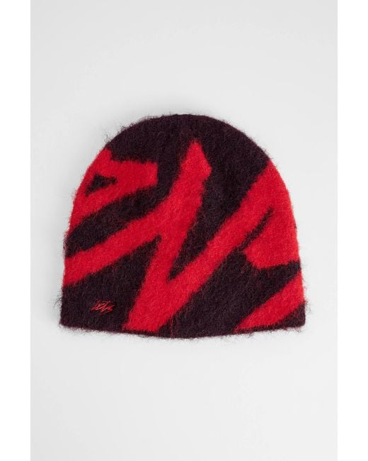 iets frans Red Brushed Graphic Beanie